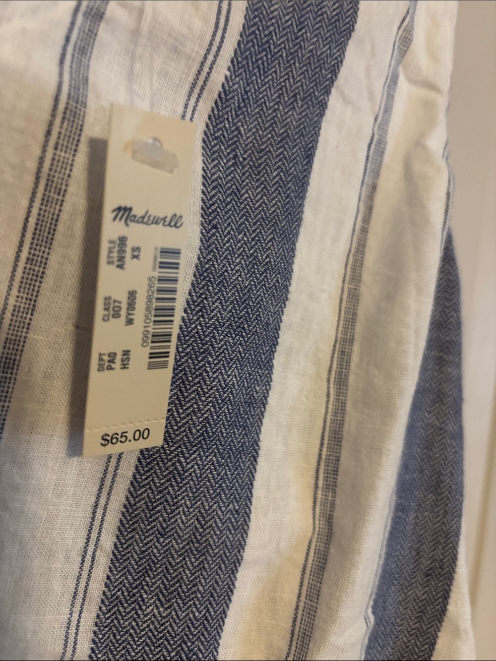 Madewell Blue and White Striped V-Neck Tank-NWT - Picture 3 of 4